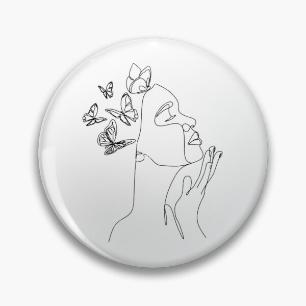 Item preview, Female With Butterfly Line Art designed and sold by BEyourself be.
