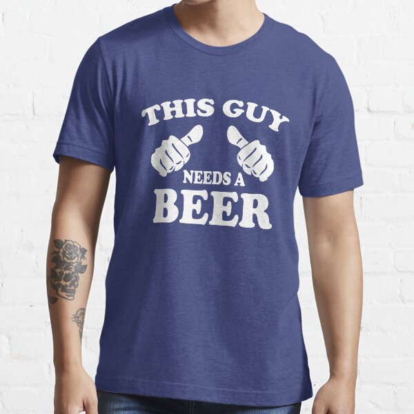 T-shirt Humour Homme – This Guy Needs A Beer – Bleu, Taille M, Occasion
