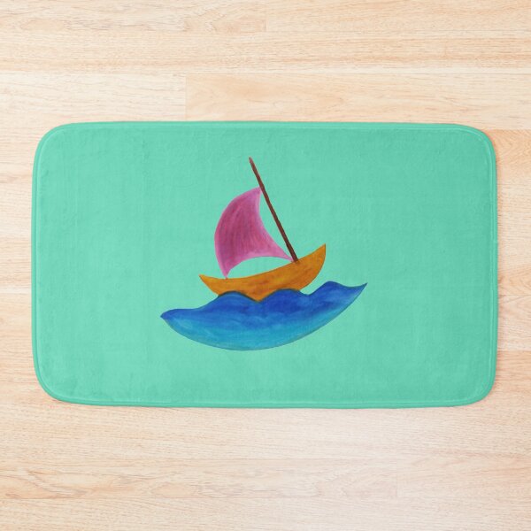 Item preview, Simple calm sail boat in sea (Pastel Painting) (Kid's Art) designed and sold by DHAMMISTYLES.
