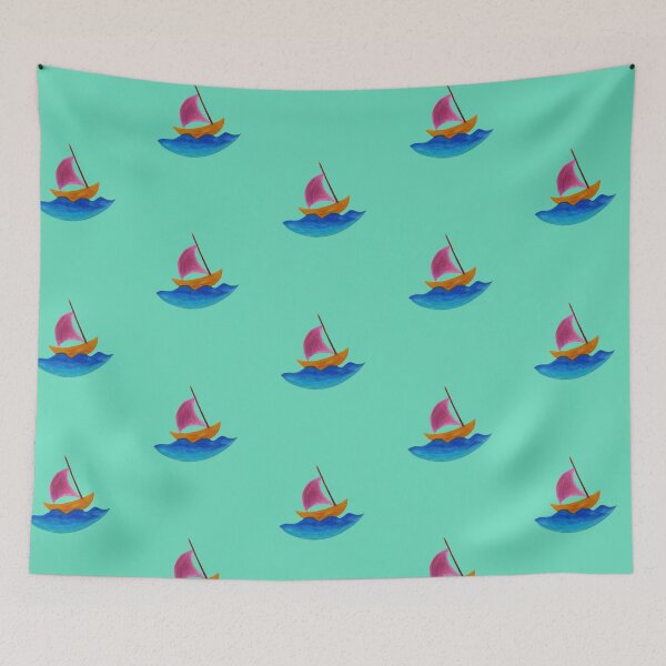 Item preview, Simple calm sail boat in sea (Pastel Painting) (Kid's Art) designed and sold by DHAMMISTYLES.