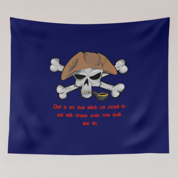 Item preview, Pirate skull with quote from Lovecraft's work designed and sold by Zanimations.