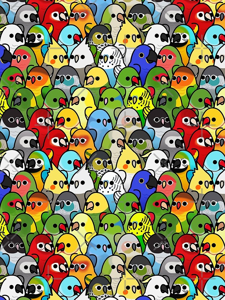 Thumbnail 3 of 3, Drawstring Bag, Too Many Birds! Bird Squad Classic designed and sold by MaddeMichael.