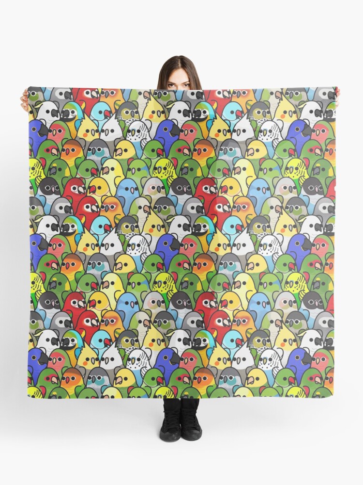 Thumbnail 1 of 3, Scarf, Too Many Birds! Bird Squad Classic designed and sold by MaddeMichael.