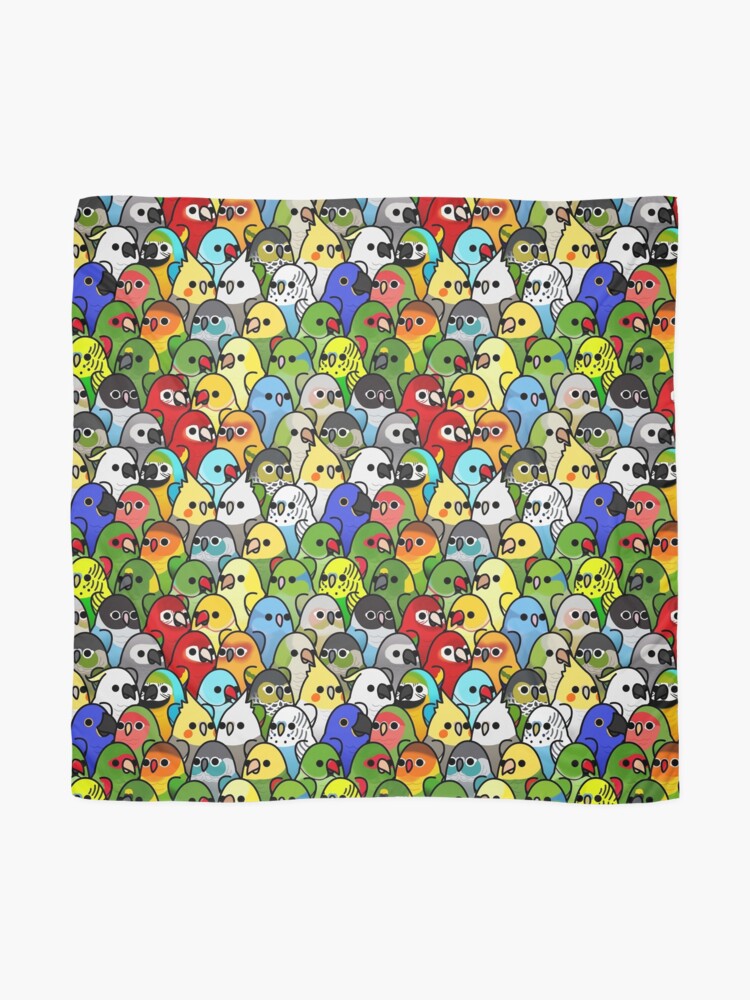 Thumbnail 2 of 3, Scarf, Too Many Birds! Bird Squad Classic designed and sold by MaddeMichael.