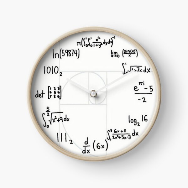 Calculus Math Black and White Clock