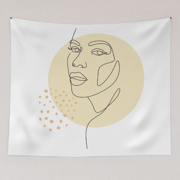 Item preview, Abstract face by one line drawing. Minimalist style portrait. Cosmetics nature symbol. Modern continuous line drawing. Fashion print. Beauty Living Room Art Canvas Print designed and sold by NotUrAverageART.