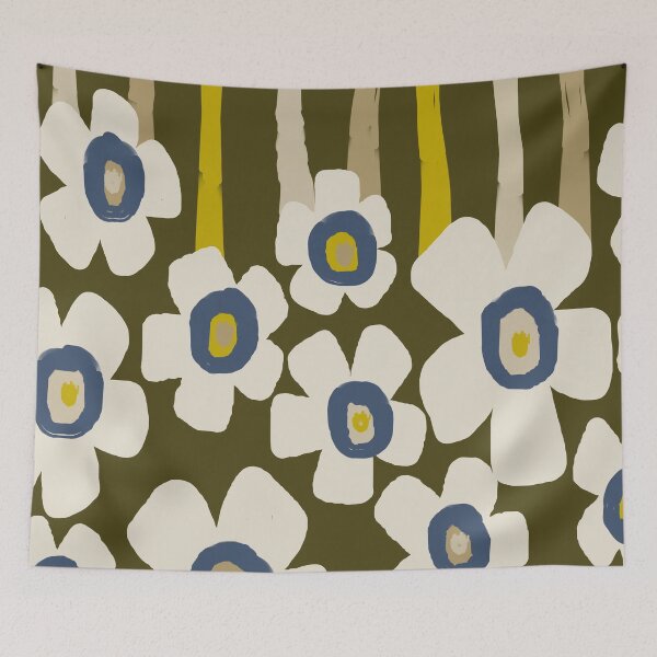 Item preview, Iconic Scandinavian Stripes and Flowers in Green, Beige and Gray designed and sold by Deutschic.