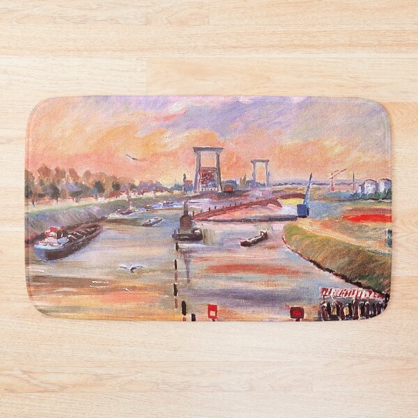 Item preview, Friedrichsfeld Lock on the Wesel-Datteln Canal, North Rhine Westphalia Germany, Old Classical 19th Century Painting designed and sold by Maljonic.