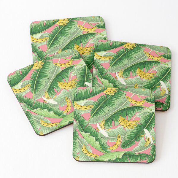 Item preview, Tropical Banana And Banana Leaves Pattern On Red Background designed and sold by Ayesha Saleem.