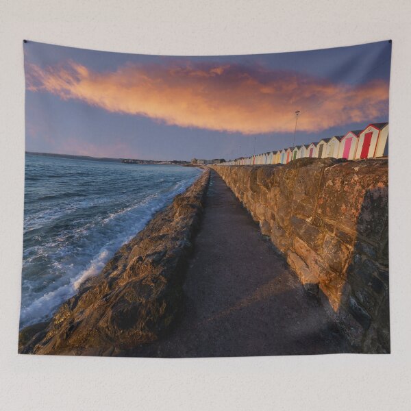 Item preview, Preston Sands Beach Huts Under The Sunrise Cloud designed and sold by rawshutterbug.