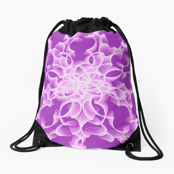 Abstract Flower in Lilac Drawstring Bag