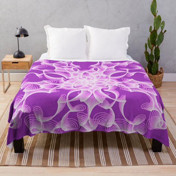 Abstract Flower in Lilac Throw Blanket