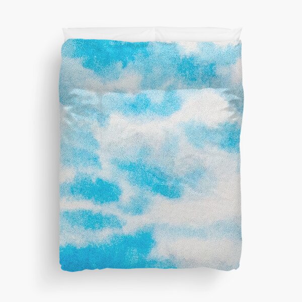 Blue cloudy skies in watercolour Duvet Cover