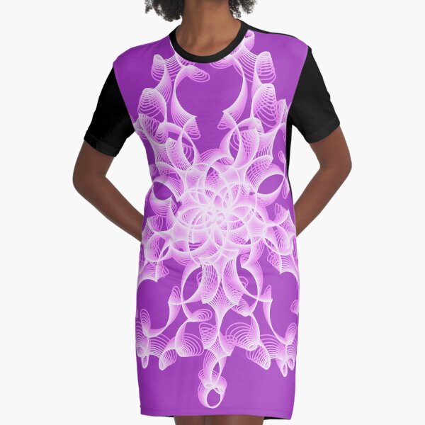 Abstract Flower in Lilac Graphic T-Shirt Dress