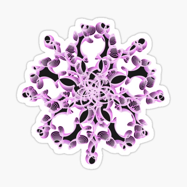 Abstract Flower in Lilac and Black Sticker