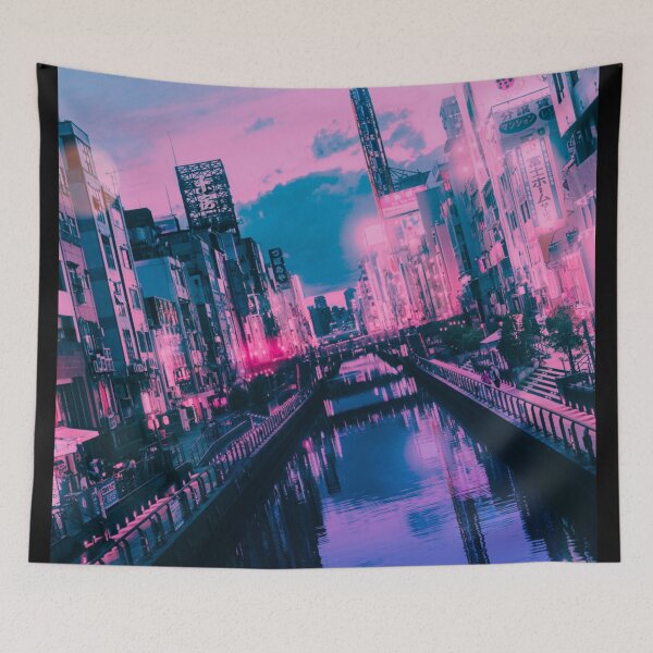 Item preview, Osaka Dotonbori Ebisu Bridge Canal Vapor Lofi City Neon Nightscape - Namba District - Bokeh Light Leaks Artwork - Anime Aesthetic (Version 3) designed and sold by Cawaiico.