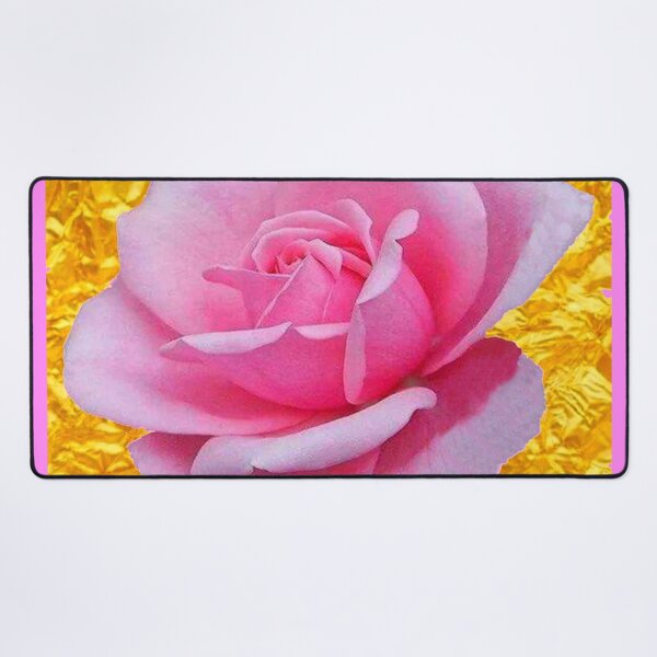 Item preview, PINK ROSE ON METALLIC GOLD LEAF ART  designed and sold by sharlesart.