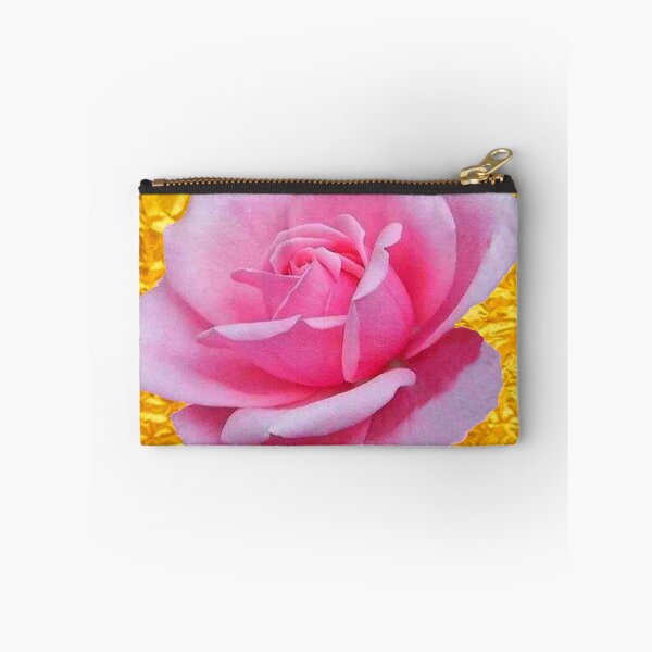 Item preview, PINK ROSE ON METALLIC GOLD LEAF ART  designed and sold by sharlesart.