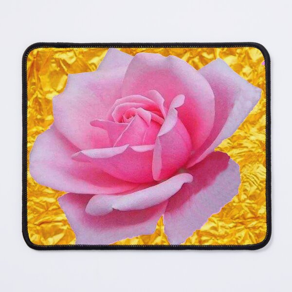 Item preview, PINK ROSE ON METALLIC GOLD LEAF ART designed and sold by sharlesart.