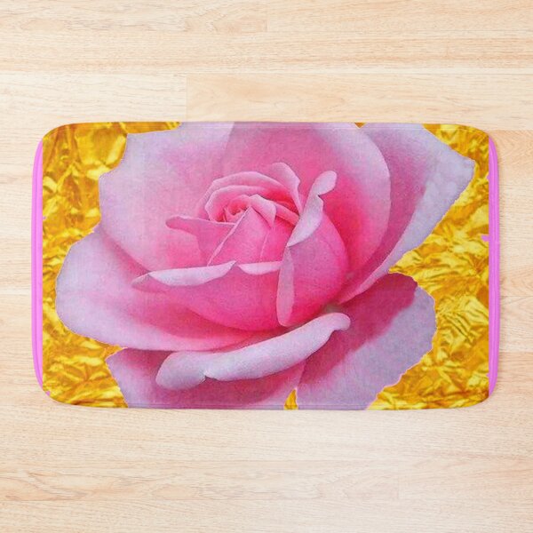 Item preview, PINK ROSE ON METALLIC GOLD LEAF ART  designed and sold by sharlesart.