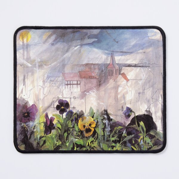 Item preview, Dinslaken - Rainy Day With Pansies, Germany , North Rhine-Westphalia Gouache Painting and Watercolor Drawing designed and sold by Maljonic.