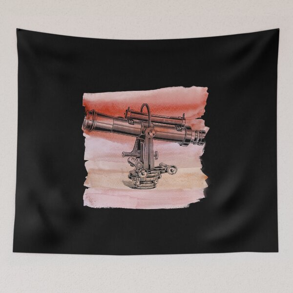 Item preview, Vintage Victorian Telescope Illustration on Red Pink Watercolor designed and sold by Vintustration.