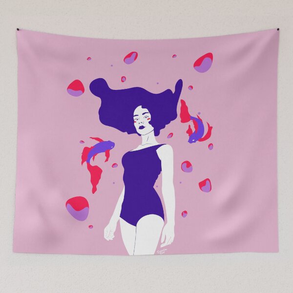 Item preview, Illustration of a woman with fish designed and sold by Brandon Blot.
