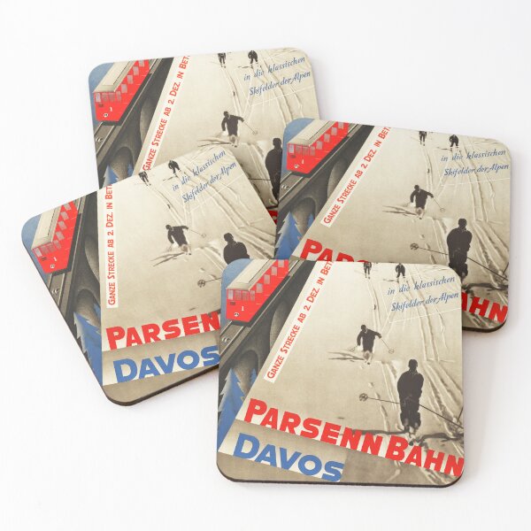 Item preview, Parsenn Bahn DAVOS Switzerland Vintage Ski Poster 1932 by Helmuth Kurtz designed and sold by retroposters.