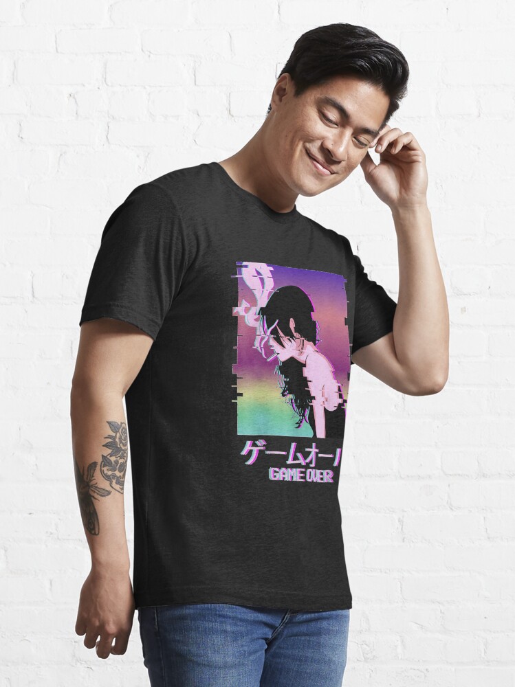 Aesthetic Glitch Sad Anime Girl / Boy Game Over' Men's T-Shirt