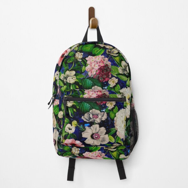 Artikelvorschau, Verträumter Nachtgarten, Vintage Blumen und Rosen, botanisches Blumenmuster, dunkelblaues Vintage botanisches entworfen und verkauft von ZeinabTaha.