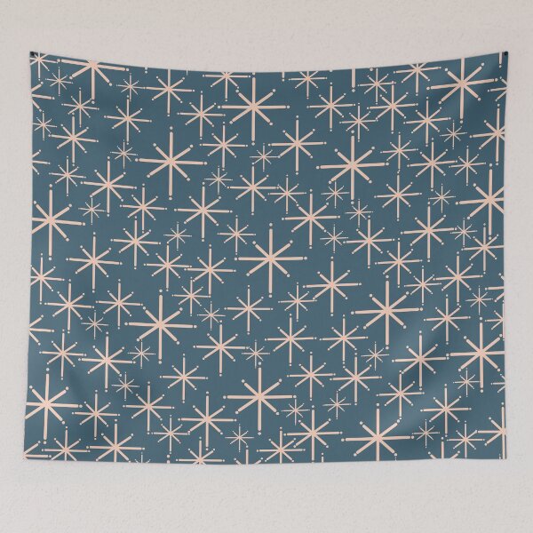 Item preview, Retro Space - Atomic Age Midcentury Modern Starburst Pattern in Pale Blush Pink and Deep Teal designed and sold by kierkegaard.