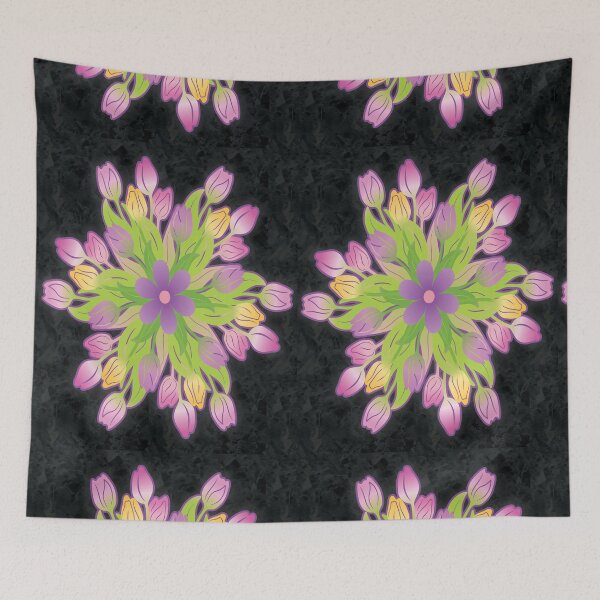 Item preview, purple and gold summer floral seamless pattern, rock pattern designed and sold by fatydesignspace.