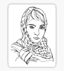 Leila Khaled Single-Line Portrait Sticker