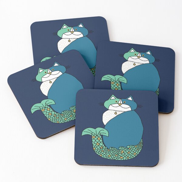 Item preview, Kevin MerCat the Cat Mermaid Digital Line Drawing  designed and sold by ellenhenry.