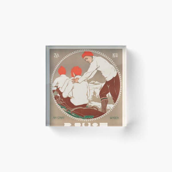 Item preview, DAVOS Schatzalp Schlittelbahn Toboggan Run Winter Sports 1911 Vintage Travel Poster designed and sold by retroposters.