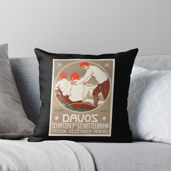 Item preview, DAVOS Schatzalp Schlittelbahn Toboggan Run Winter Sports 1911 Vintage Travel Poster designed and sold by retroposters.
