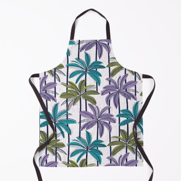 Item preview, Retro Palm Springs vibes // white background highball green peacock blue and violet palm trees oxford navy blue line contour designed and sold by SelmaCardoso.