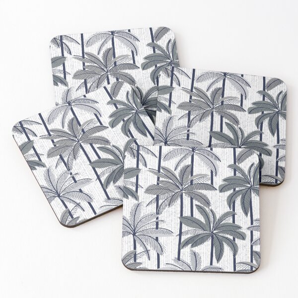 Item preview, Retro Palm Springs vibes // white background highball grey palm trees oxford navy blue line contour designed and sold by SelmaCardoso.