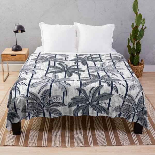Item preview, Retro Palm Springs vibes // white background highball grey palm trees oxford navy blue line contour designed and sold by SelmaCardoso.