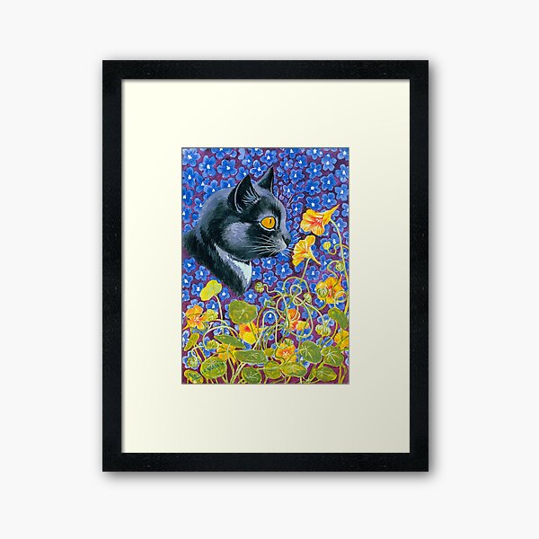 Item preview, A Cat In A Sea Of Flowers By Louis Wain | Black cat with flowers designed and sold by TeeARTHY.
