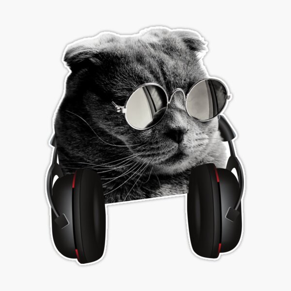 Regalo de gafas Techno House Funny DJ Cat' Pegatina