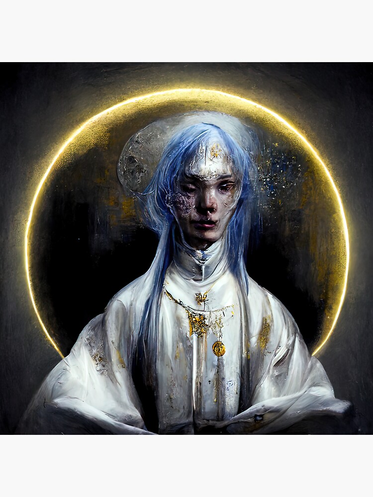 "Cybersaints Saint of the Moon" Sticker by bearsharktopus Redbubble