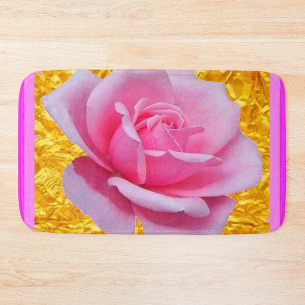 Item preview, AWESOME PINK ROSE ON METALLIC GOLD LEAF PINK ART   designed and sold by sharlesart.