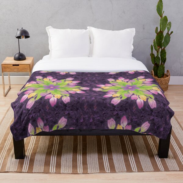 Item preview, purple and gold summer floral seamless pattern, rock pattern designed and sold by fatydesignspace.