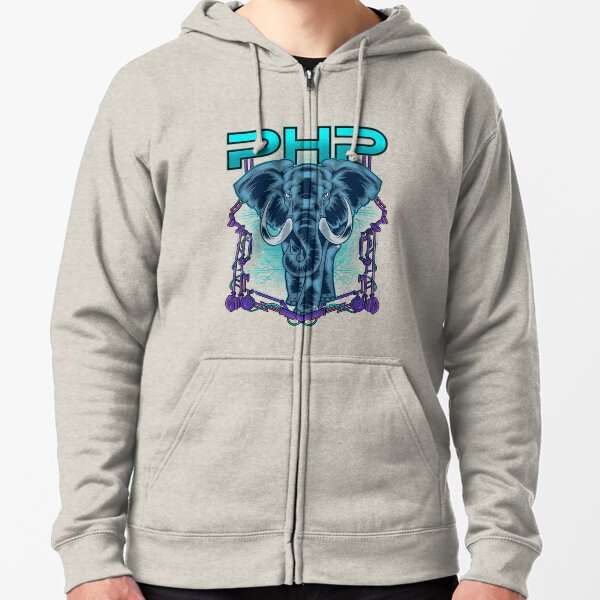 Abstract PHP Elephant (Colored) Zipped Hoodie