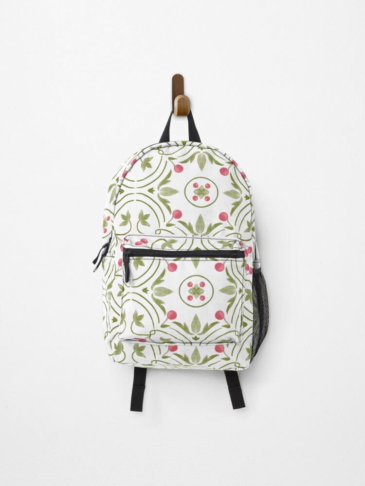 Thumbnail 1 of 3, Backpack, Cherry Tiles Pattern designed and sold by nilaskiesstudio.