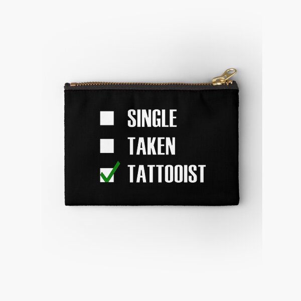 Item preview, Funny Essentials: Single Taken Tattooist Green tick check box - Sleek white typography black outline design (dark mode) designed and sold by Deegital18.