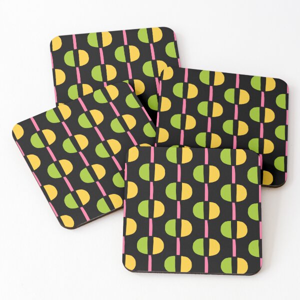 Item preview, Modernist Geometric Pattern 484 Black Pink Chartreuse and Yellow designed and sold by tonymagnerart.
