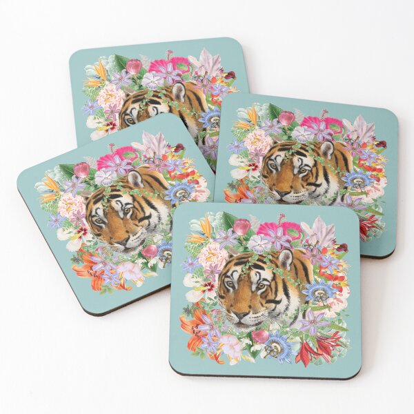 Item preview, Ornate Bengal Tiger And Beautiful Decorative Cascading Flowers designed and sold by TrulyEpoque.