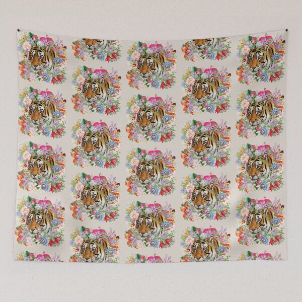 Item preview, Ornate Bengal Tiger And Beautiful Decorative Cascading Flowers designed and sold by TrulyEpoque.